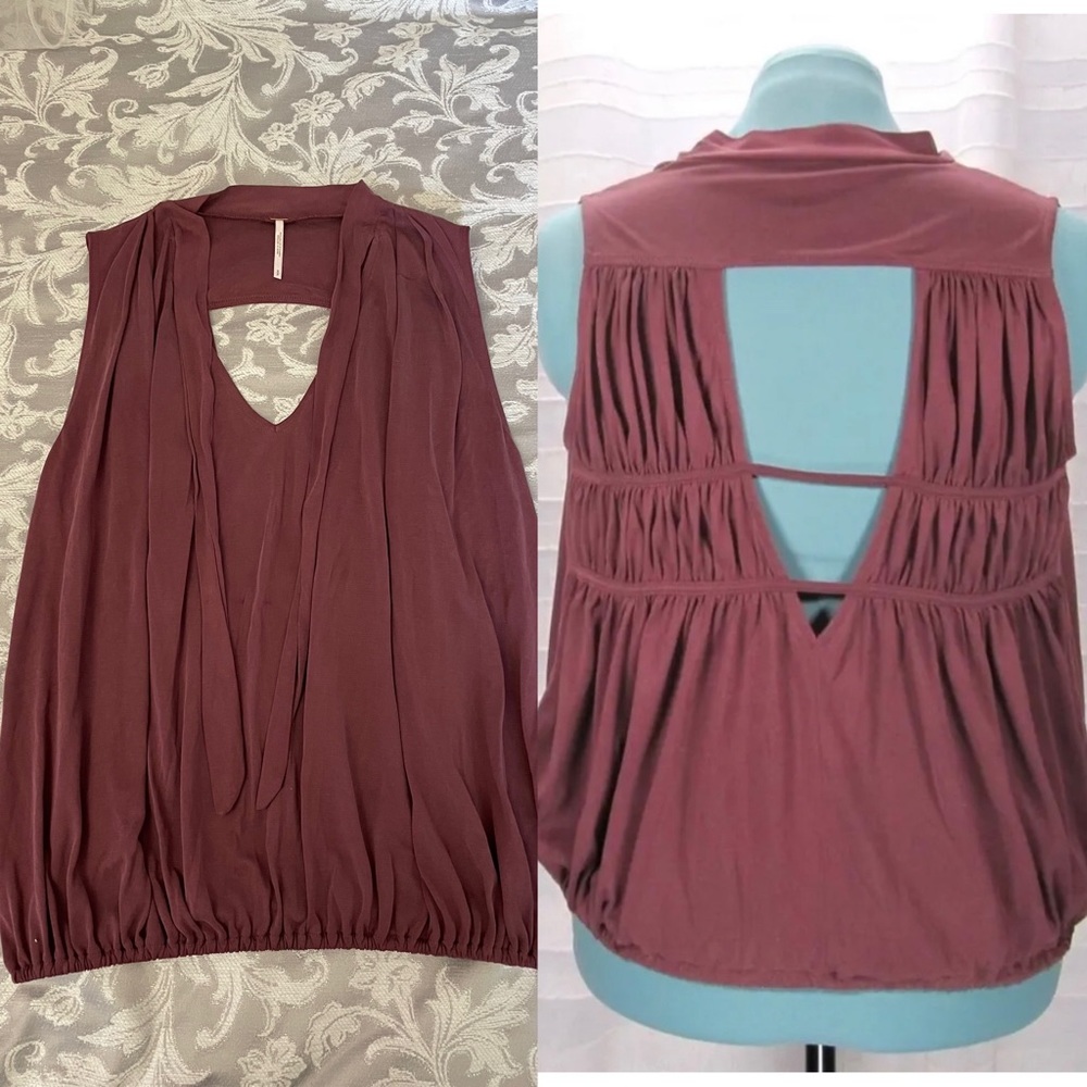 free people tank - keyhole back and tie neck size small